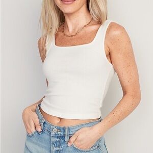 Old Navy White Ribbed Squareneck Tank
